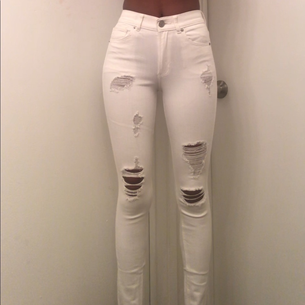 White ripped jeans